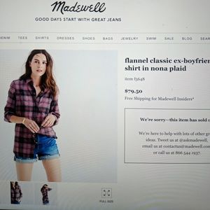 Madewell Flannel classic ex-boyfriend shirt nona